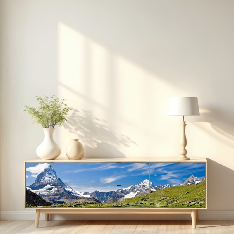 Naklejka repozycjonowalna alpejskie jezioro z odbiciem gór – Wallissimo® Naklejka repozycjonowalna alpejskie jezioro z odbiciem gór – Wallissimo®