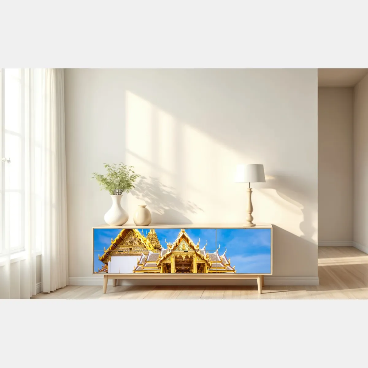 Naklejka repozycjonowalna złoty pawilon w Grand Palace, Bangkok – Wallissimo® Naklejka repozycjonowalna złoty pawilon w Grand Palace, Bangkok – Wallissimo®