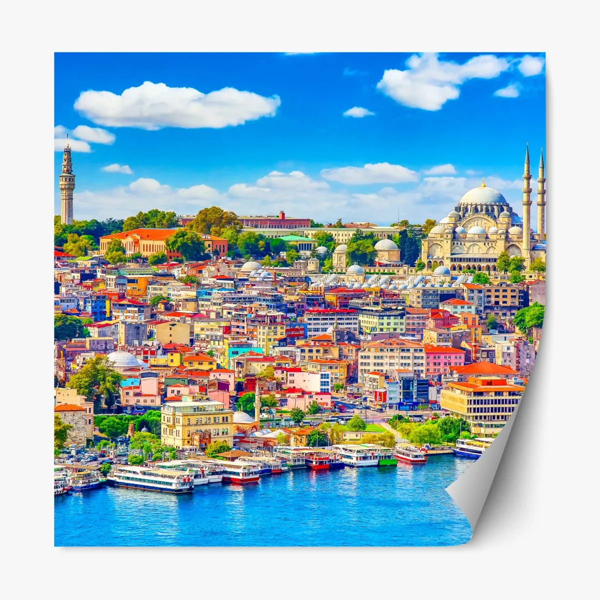 Naklejka repozycjonowalna tętniący życiem widok Stambułu nad Bosforem – Wallissimo® Naklejka repozycjonowalna tętniący życiem widok Stambułu nad Bosforem – Wallissimo®