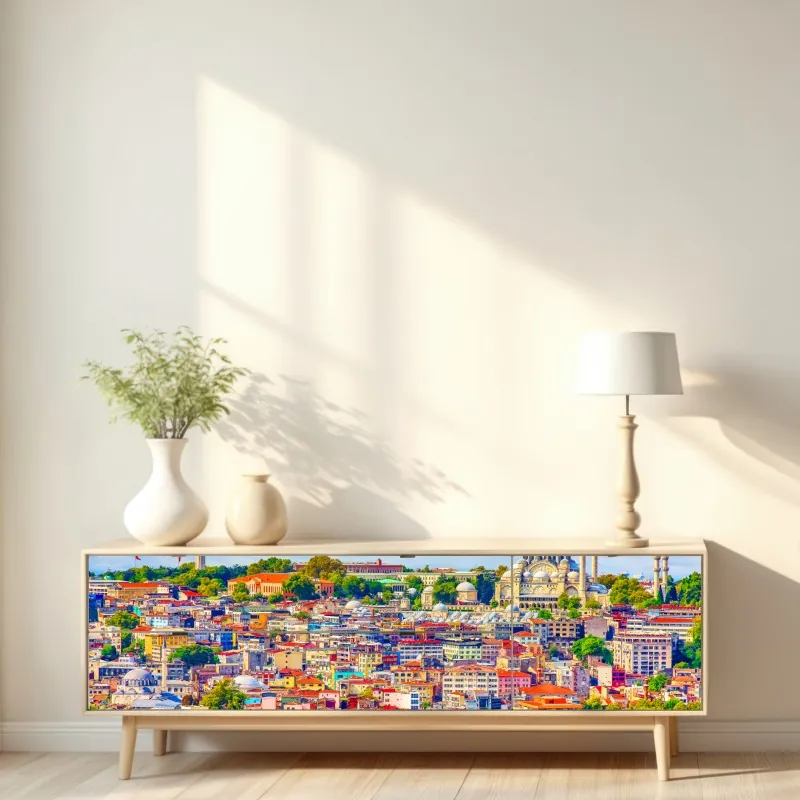 Naklejka repozycjonowalna delikatne zbliżenie mlecza w miękkim niebieskim – Wallissimo®