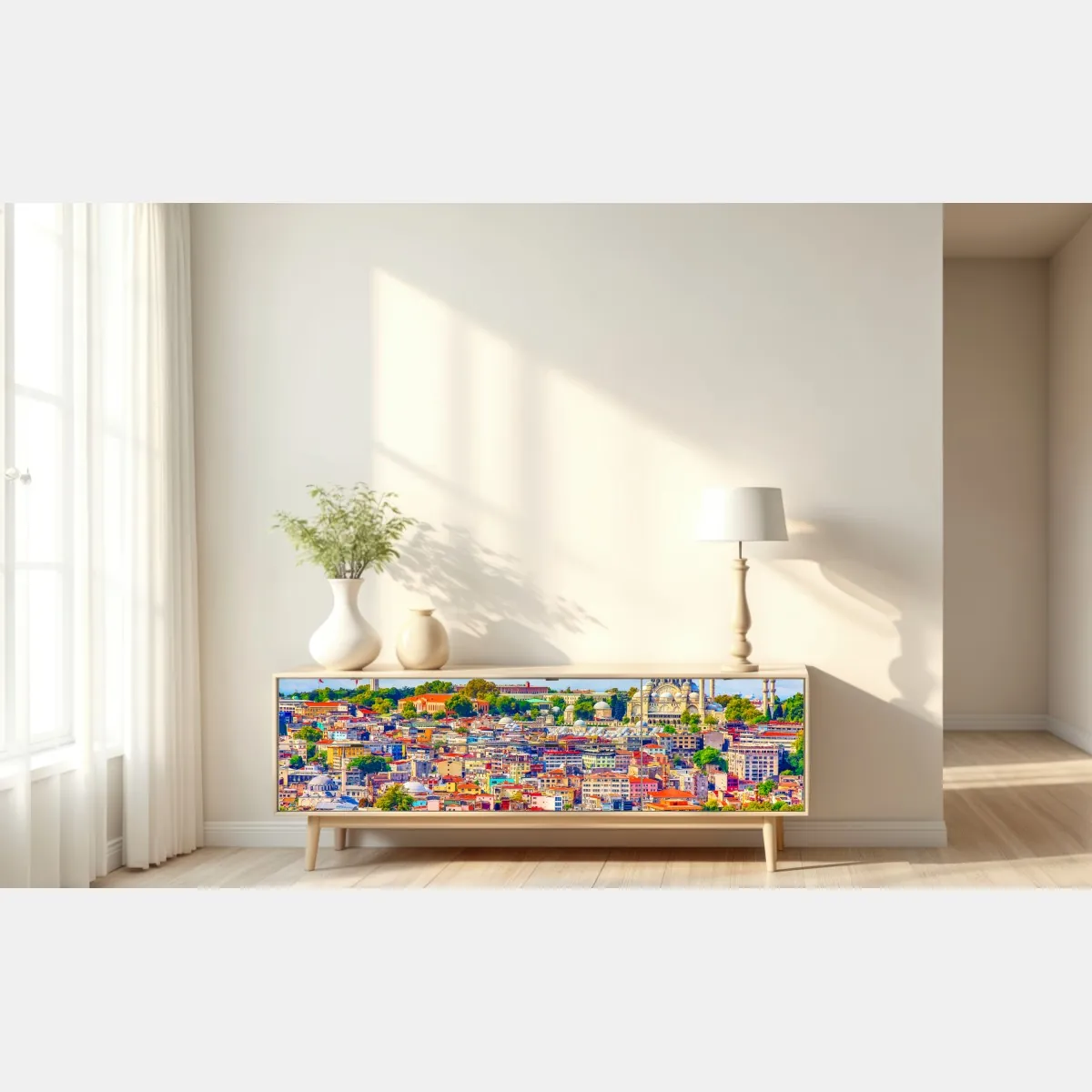 Naklejka repozycjonowalna tętniący życiem widok Stambułu nad Bosforem – Wallissimo® Naklejka repozycjonowalna tętniący życiem widok Stambułu nad Bosforem – Wallissimo®