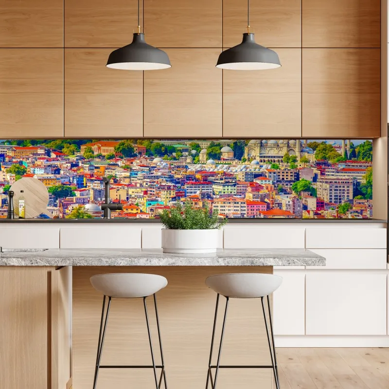 Naklejka repozycjonowalna tętniący życiem widok Stambułu nad Bosforem – Wallissimo® Naklejka repozycjonowalna tętniący życiem widok Stambułu nad Bosforem – Wallissimo®