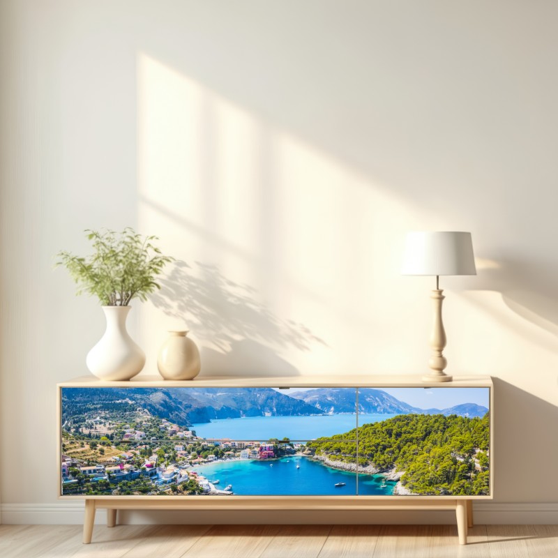 Naklejka repozycjonowalna słoneczna zatoka z turkusową wodą – Wallissimo® Naklejka repozycjonowalna słoneczna zatoka z turkusową wodą – Wallissimo®