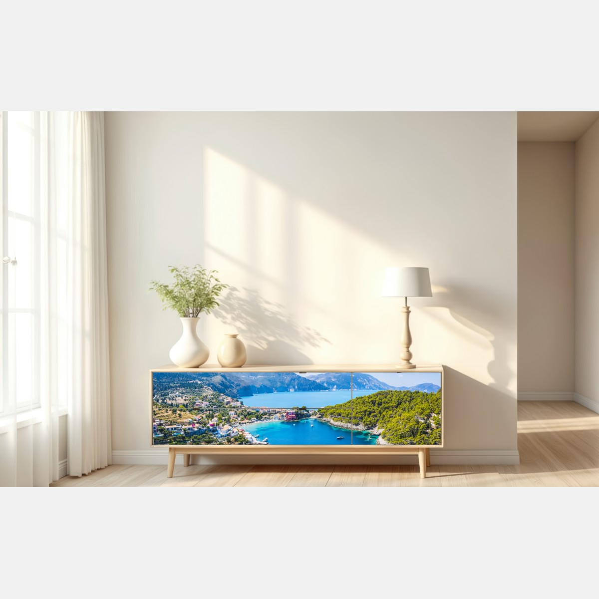 Naklejka repozycjonowalna słoneczna zatoka z turkusową wodą – Wallissimo® Naklejka repozycjonowalna słoneczna zatoka z turkusową wodą – Wallissimo®