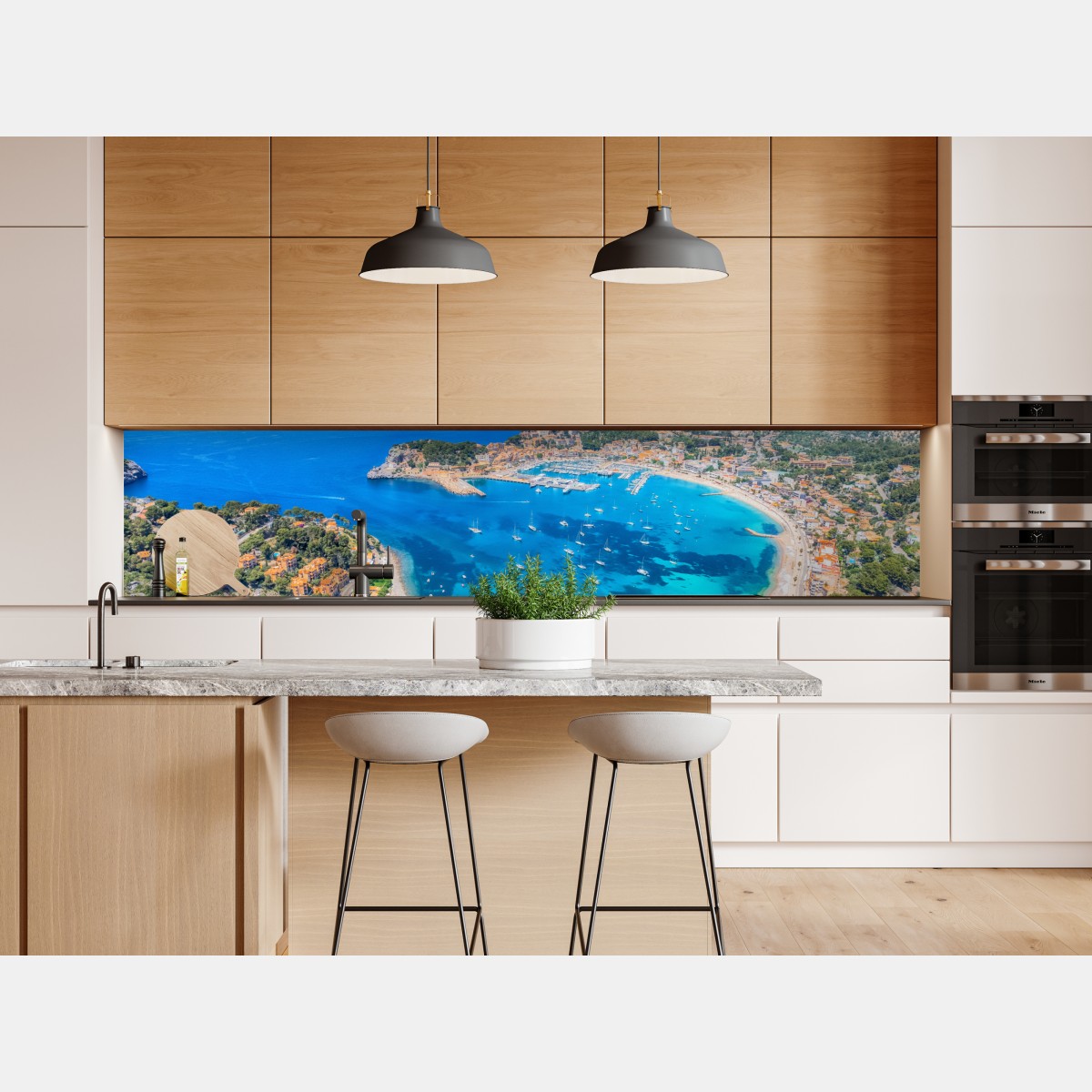 Naklejka repozycjonowalna widok z lotu ptaka na zatokę Port de Sóller – Wallissimo® Naklejka repozycjonowalna widok z lotu ptaka na zatokę Port de Sóller – Wallissimo®