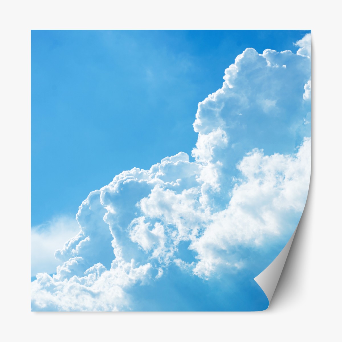 Repositionable sticker soft blue sky with fluffy clouds