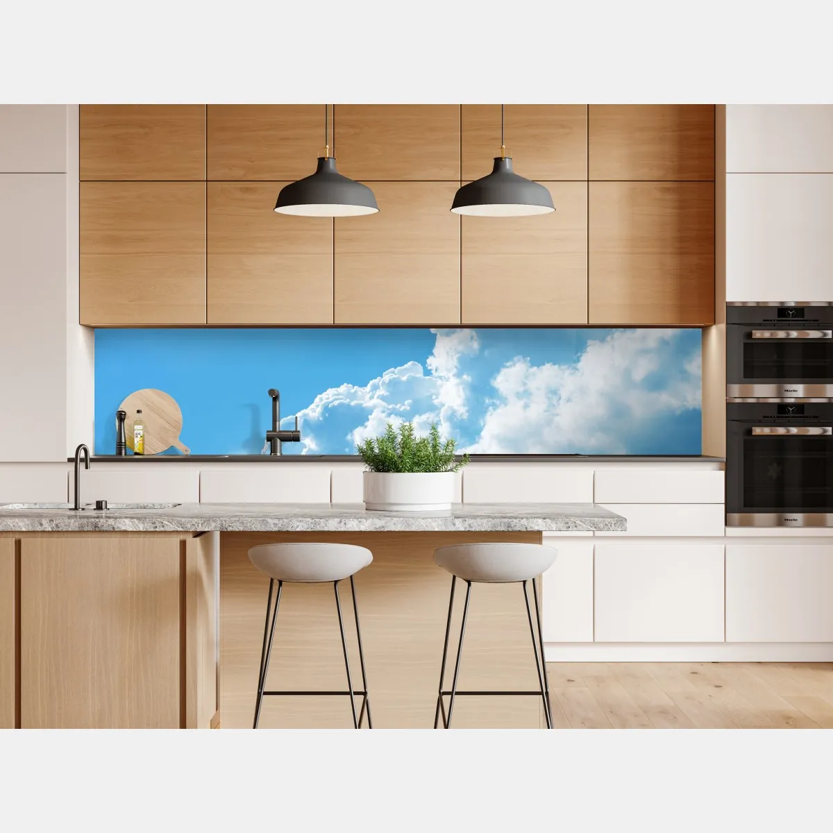 Naklejka repozycjonowalna delikatne niebo z puszystymi chmurami – Wallissimo® Naklejka repozycjonowalna delikatne niebo z puszystymi chmurami – Wallissimo®