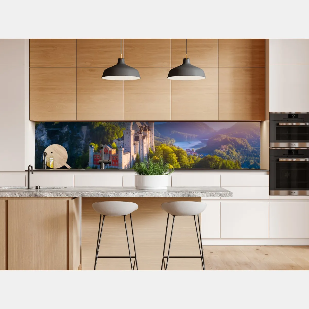 Naklejka repozycjonowalna zamek Neuschwanstein o zachodzie słońca – Wallissimo® Naklejka repozycjonowalna zamek Neuschwanstein o zachodzie słońca – Wallissimo®