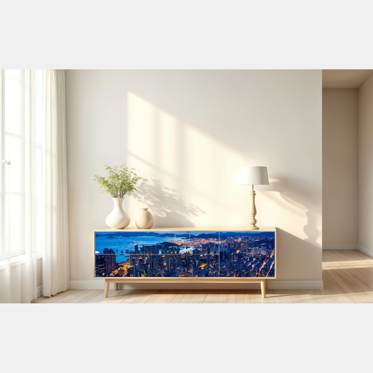 Naklejka repozycjonowalna Hongkong panorama nocna nad Mong Kok – Wallissimo® Naklejka repozycjonowalna Hongkong panorama nocna nad Mong Kok – Wallissimo®