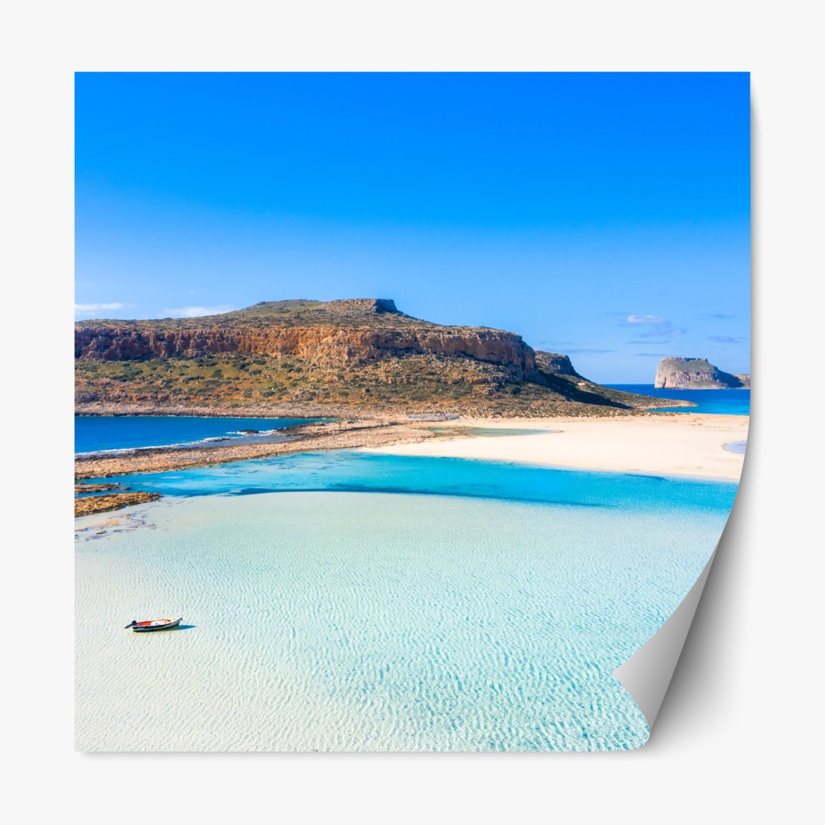 Repositionable sticker turquoise lagoon and rocky island panorama