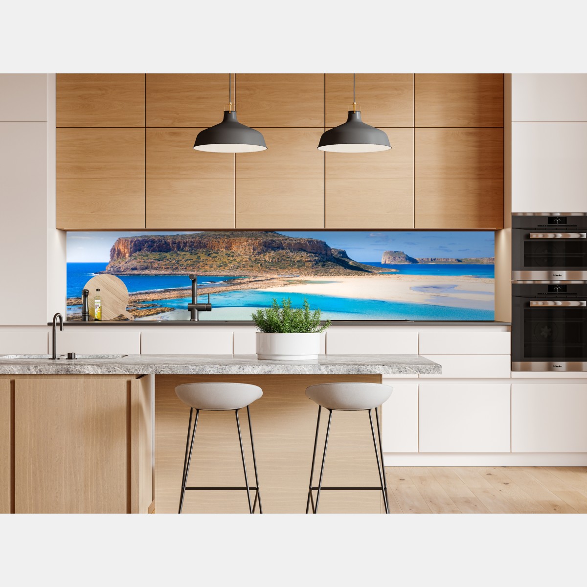 Naklejka repozycjonowalna turkusowa laguna z skalistą wyspą – Wallissimo® Naklejka repozycjonowalna turkusowa laguna z skalistą wyspą – Wallissimo®