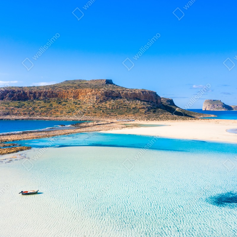 Naklejka repozycjonowalna turkusowa laguna z skalistą wyspą – Wallissimo® Naklejka repozycjonowalna turkusowa laguna z skalistą wyspą – Wallissimo®