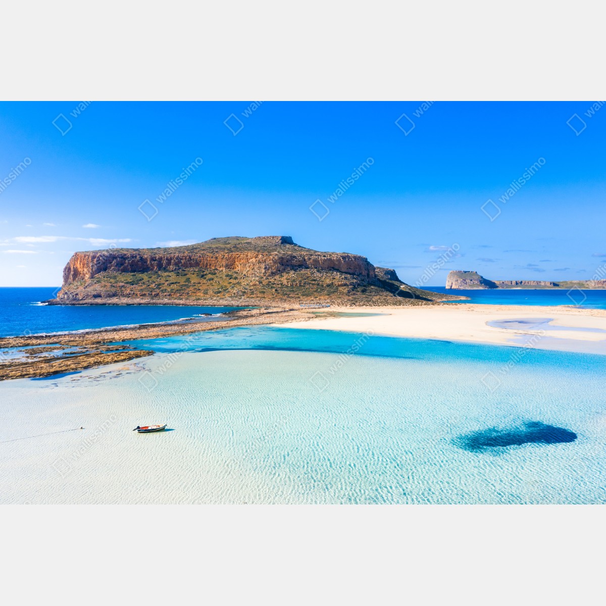 Naklejka repozycjonowalna turkusowa laguna z skalistą wyspą – Wallissimo® Naklejka repozycjonowalna turkusowa laguna z skalistą wyspą – Wallissimo®