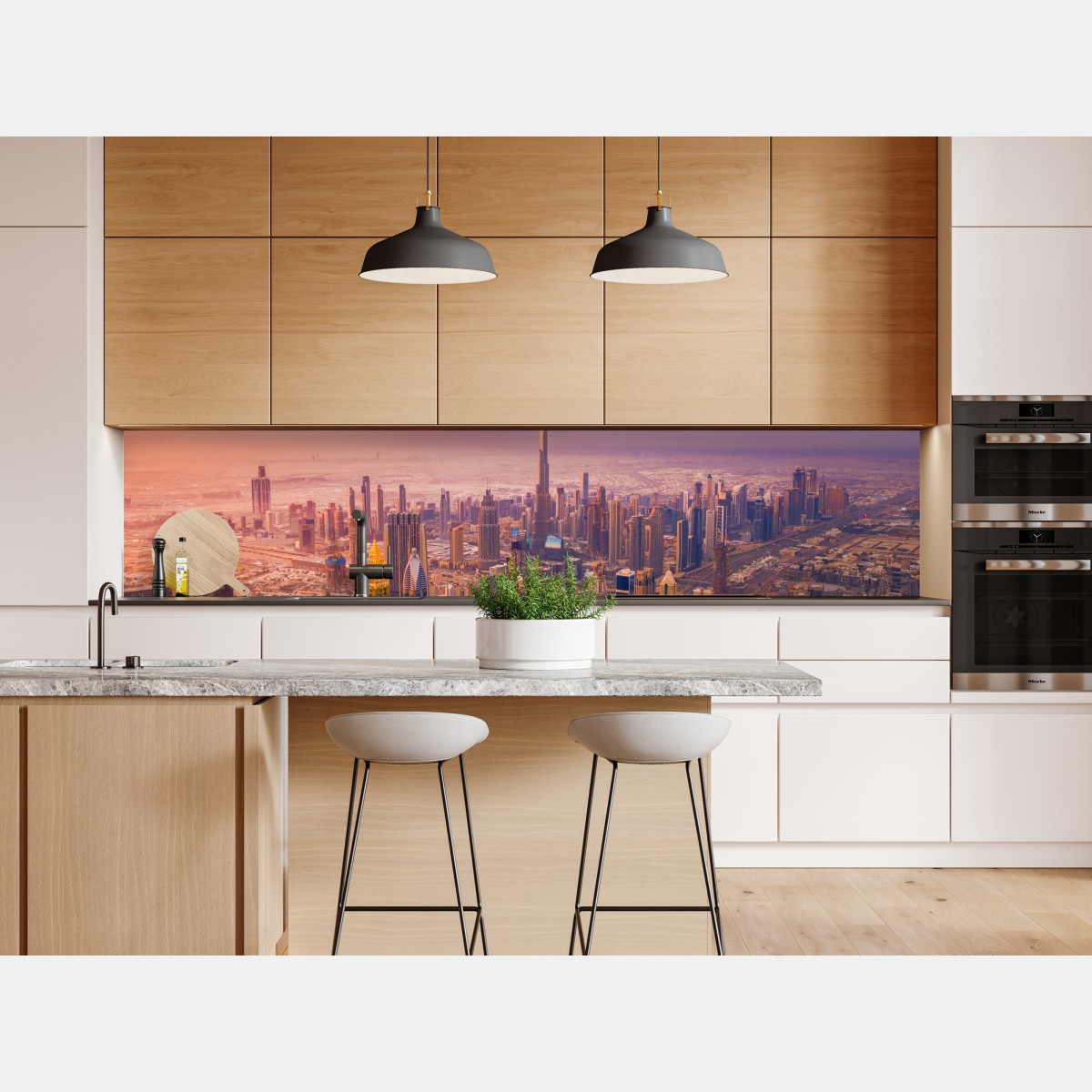 Naklejka repozycjonowalna zachód słońca nad panoramą Dubaju z Burj Khalifa – Wallissimo® Naklejka repozycjonowalna zachód słońca nad panoramą Dubaju z Burj Khalifa – Wallissimo®