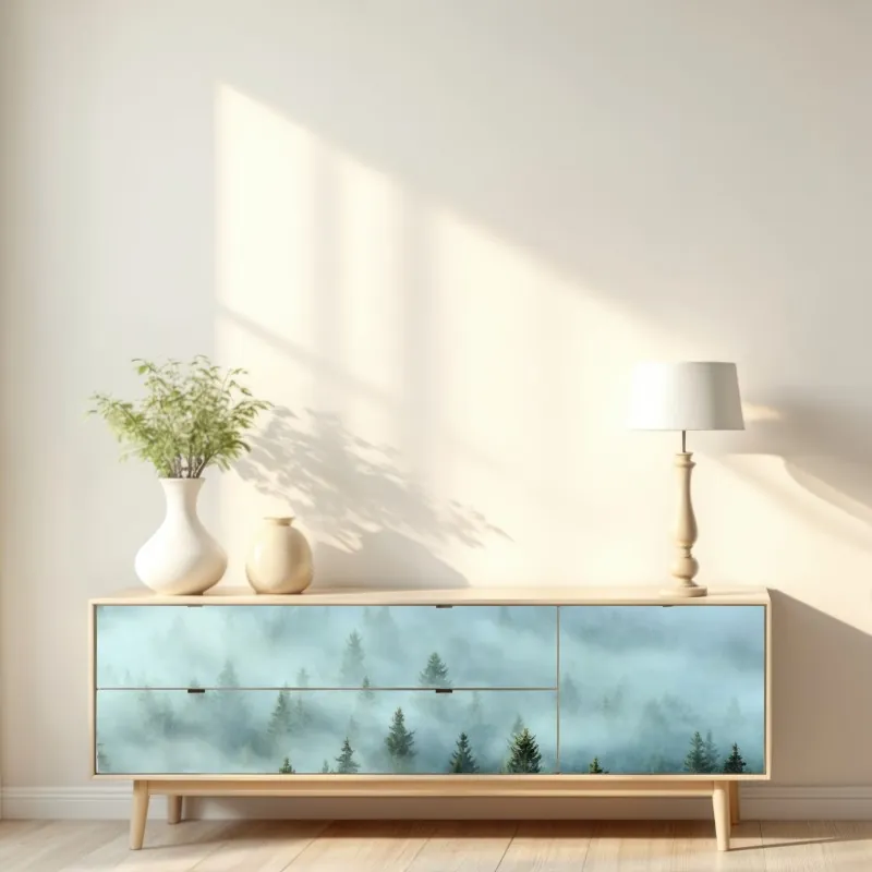 Naklejka repozycjonowalna pastelowy turkusowy wzór kwiatowy na miętowym tle – Wallissimo®