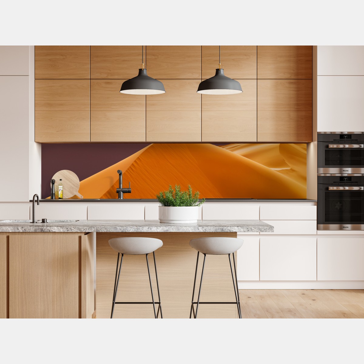 Naklejka repozycjonowalna złoty zachód słońca nad wydmami pustyni – Wallissimo® Naklejka repozycjonowalna złoty zachód słońca nad wydmami pustyni – Wallissimo®