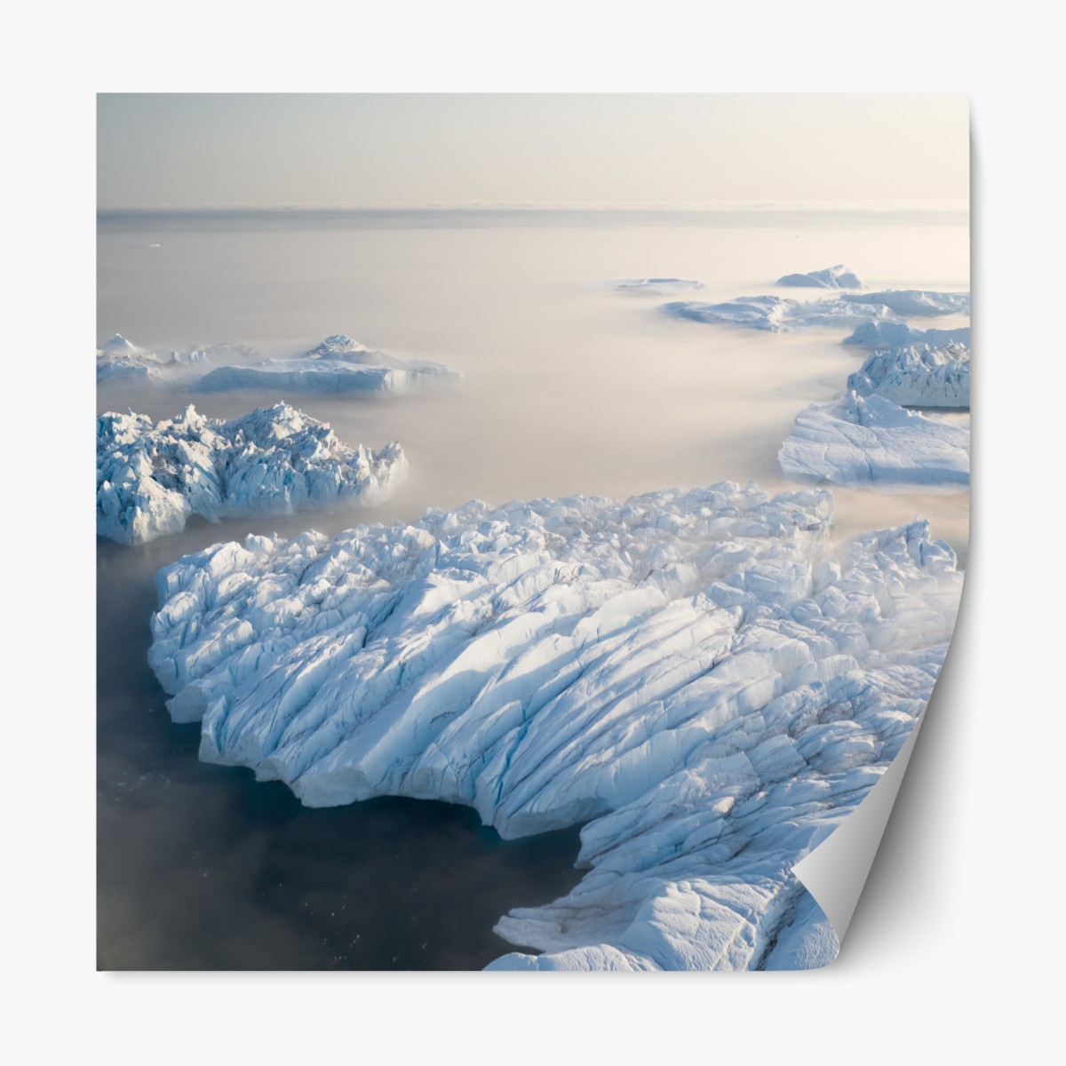 Repositionable sticker misty iceberg seascape