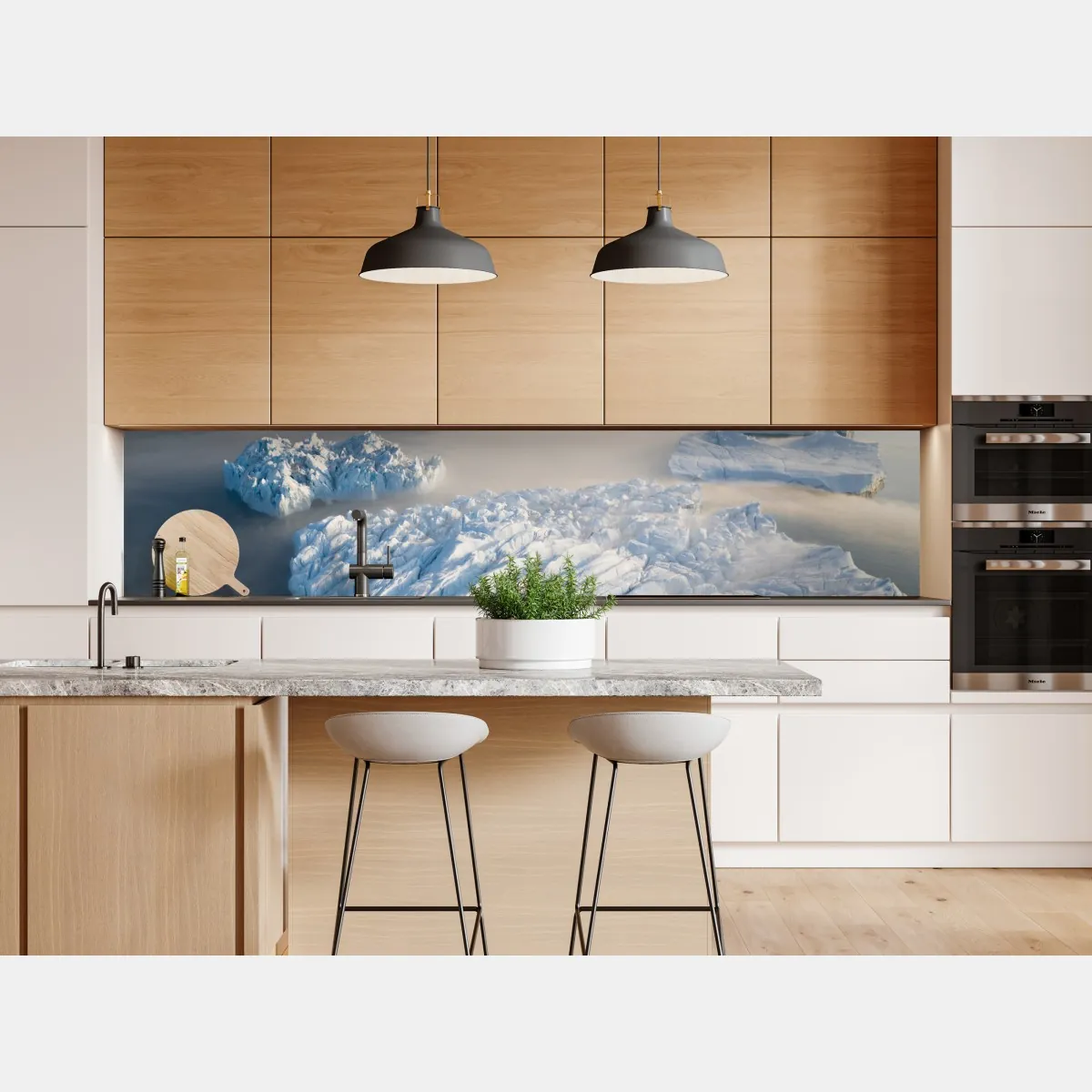 Naklejka repozycjonowalna mglista panorama gór lodowych – Wallissimo® Naklejka repozycjonowalna mglista panorama gór lodowych – Wallissimo®