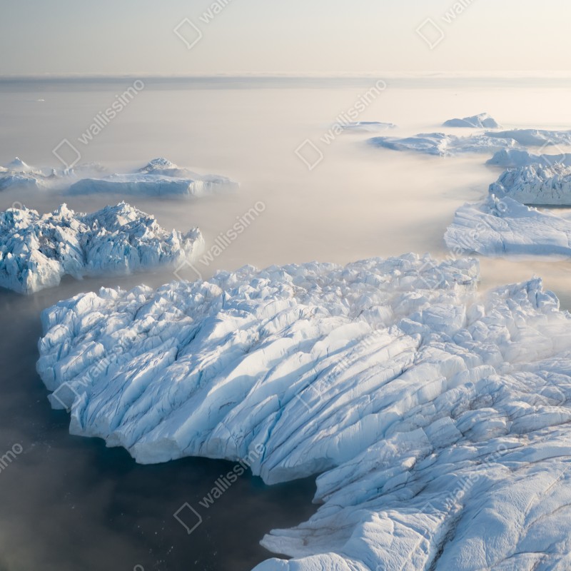 Naklejka repozycjonowalna mglista panorama gór lodowych – Wallissimo® Naklejka repozycjonowalna mglista panorama gór lodowych – Wallissimo®