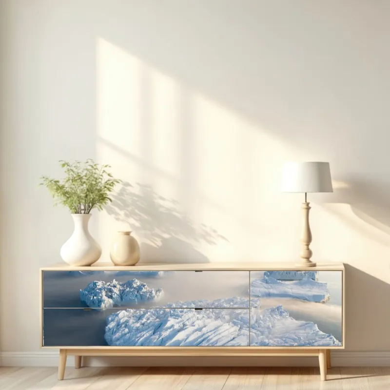 Naklejka repozycjonowalna mglista panorama gór lodowych – Wallissimo® Naklejka repozycjonowalna mglista panorama gór lodowych – Wallissimo®