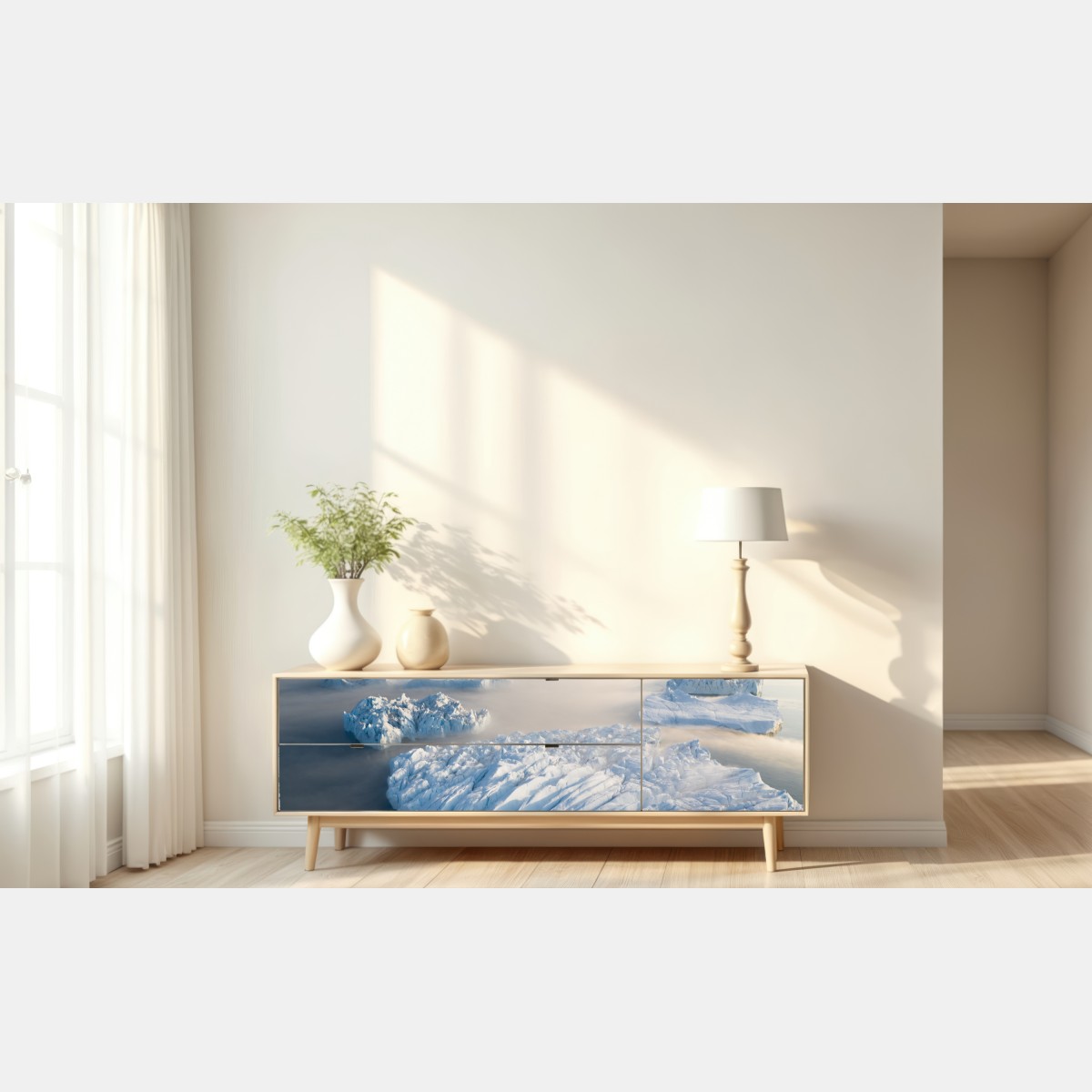 Naklejka repozycjonowalna mglista panorama gór lodowych – Wallissimo® Naklejka repozycjonowalna mglista panorama gór lodowych – Wallissimo®