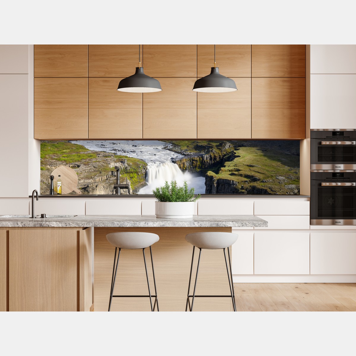 Naklejka repozycjonowalna majestatyczny wodospad w islandzkim kanionie – Wallissimo® Naklejka repozycjonowalna majestatyczny wodospad w islandzkim kanionie – Wallissimo®