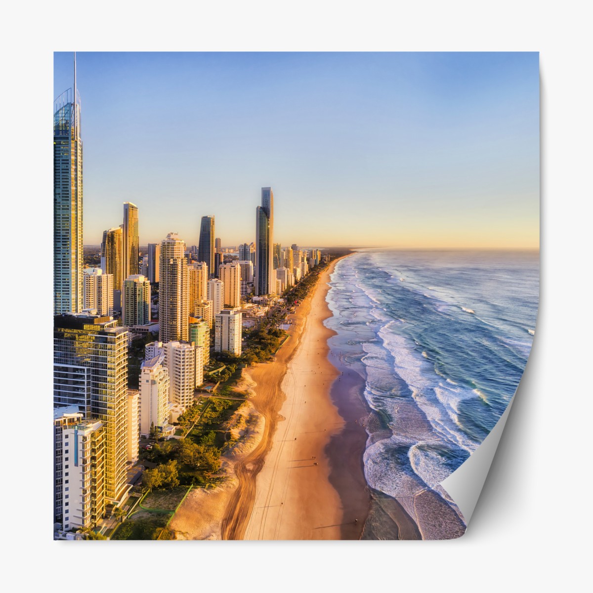 Repositionable sticker sunrise over Surfers Paradise skyline