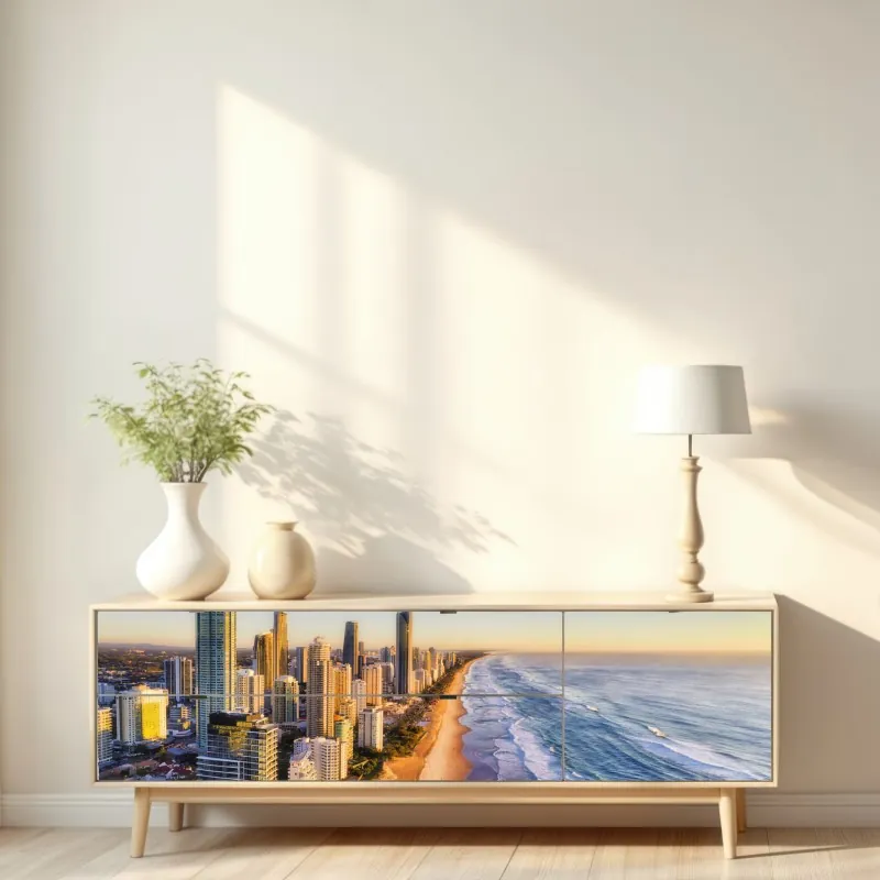 Naklejka repozycjonowalna wschód słońca nad Surfers Paradise – Wallissimo® Naklejka repozycjonowalna wschód słońca nad Surfers Paradise – Wallissimo®