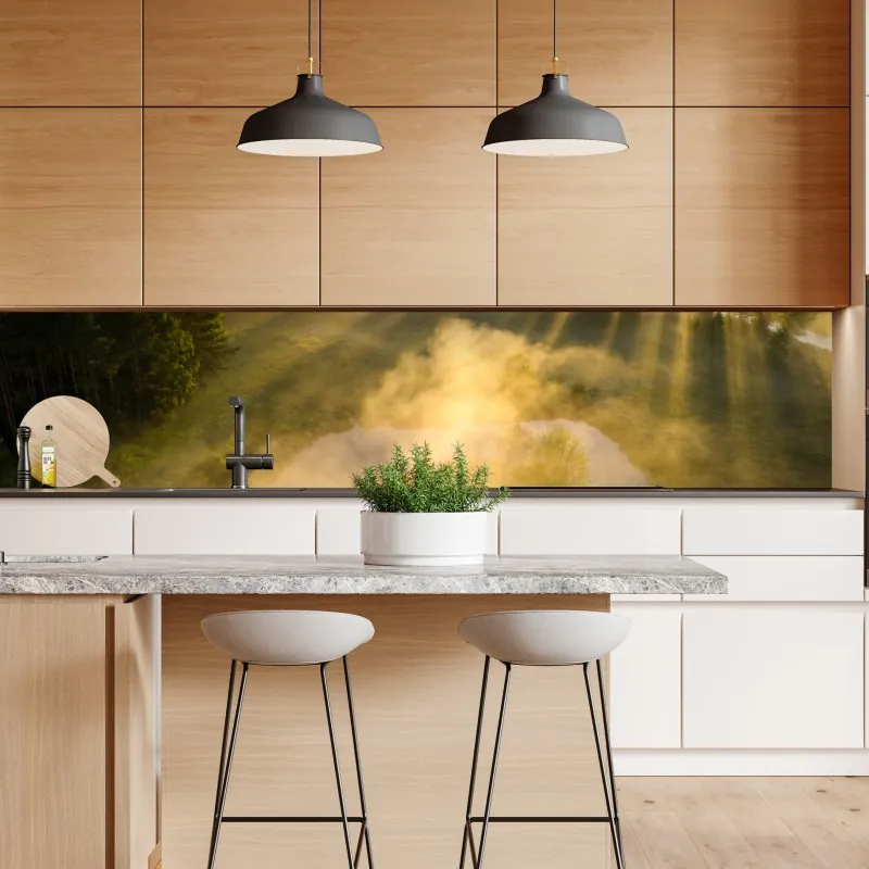 Naklejka repozycjonowalna akwarelowe liście eukaliptusa na ciemnym tle – Wallissimo®