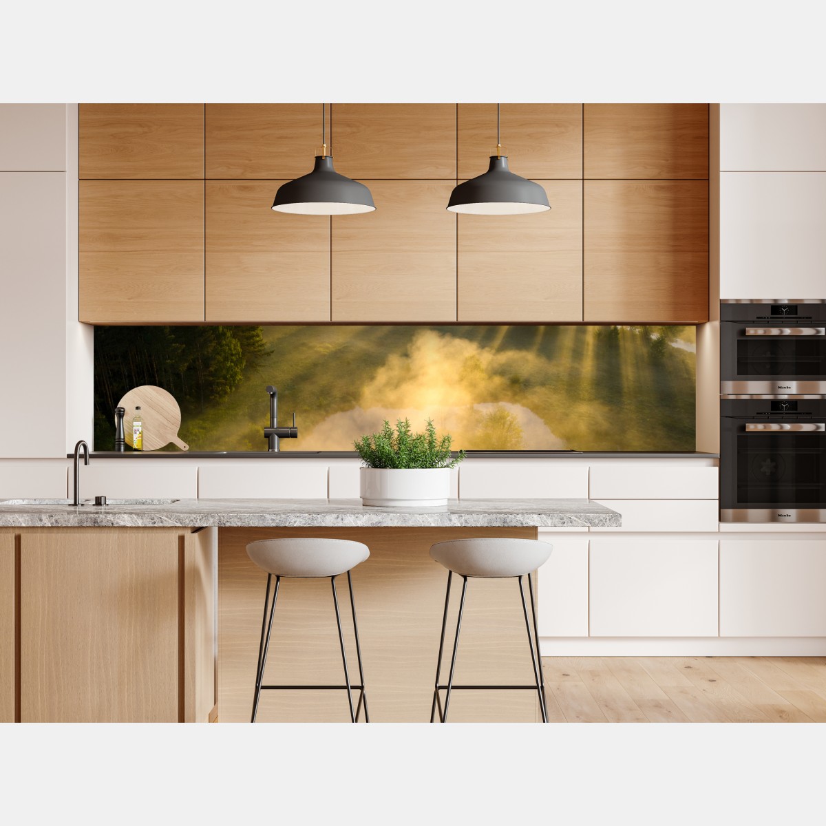 Naklejka repozycjonowalna złote poranne światło nad mglistą rzeką – Wallissimo® Naklejka repozycjonowalna złote poranne światło nad mglistą rzeką – Wallissimo®