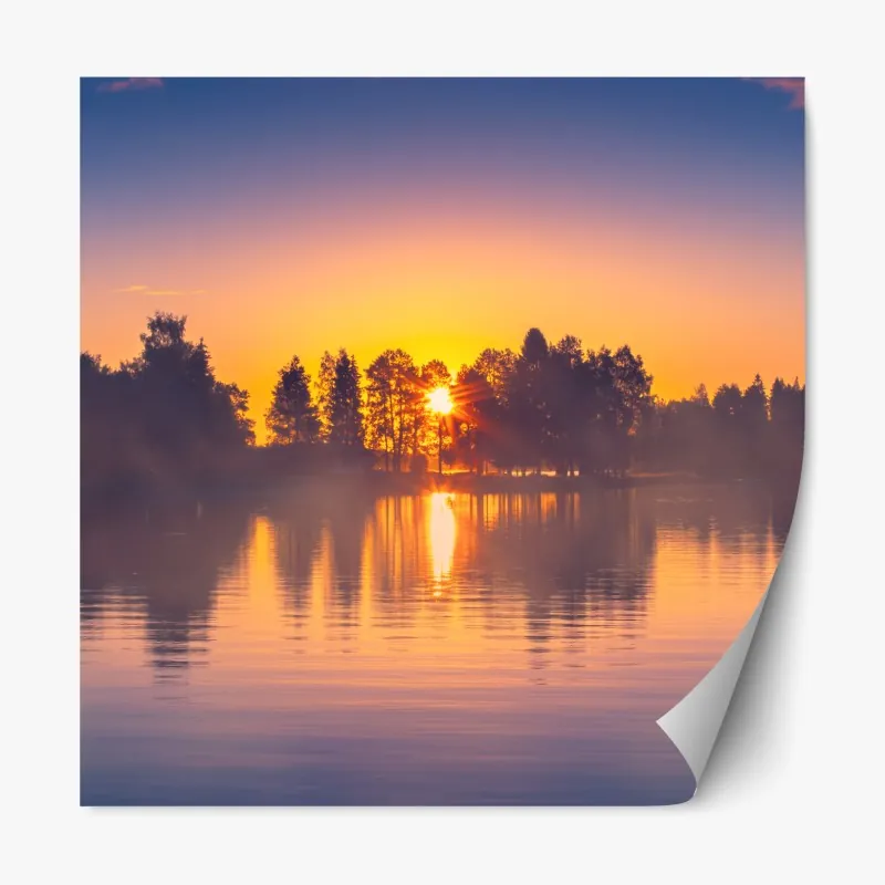 Naklejka repozycjonowalna złota panorama zachodu słońca nad plażą z Górą Stołową – Wallissimo®