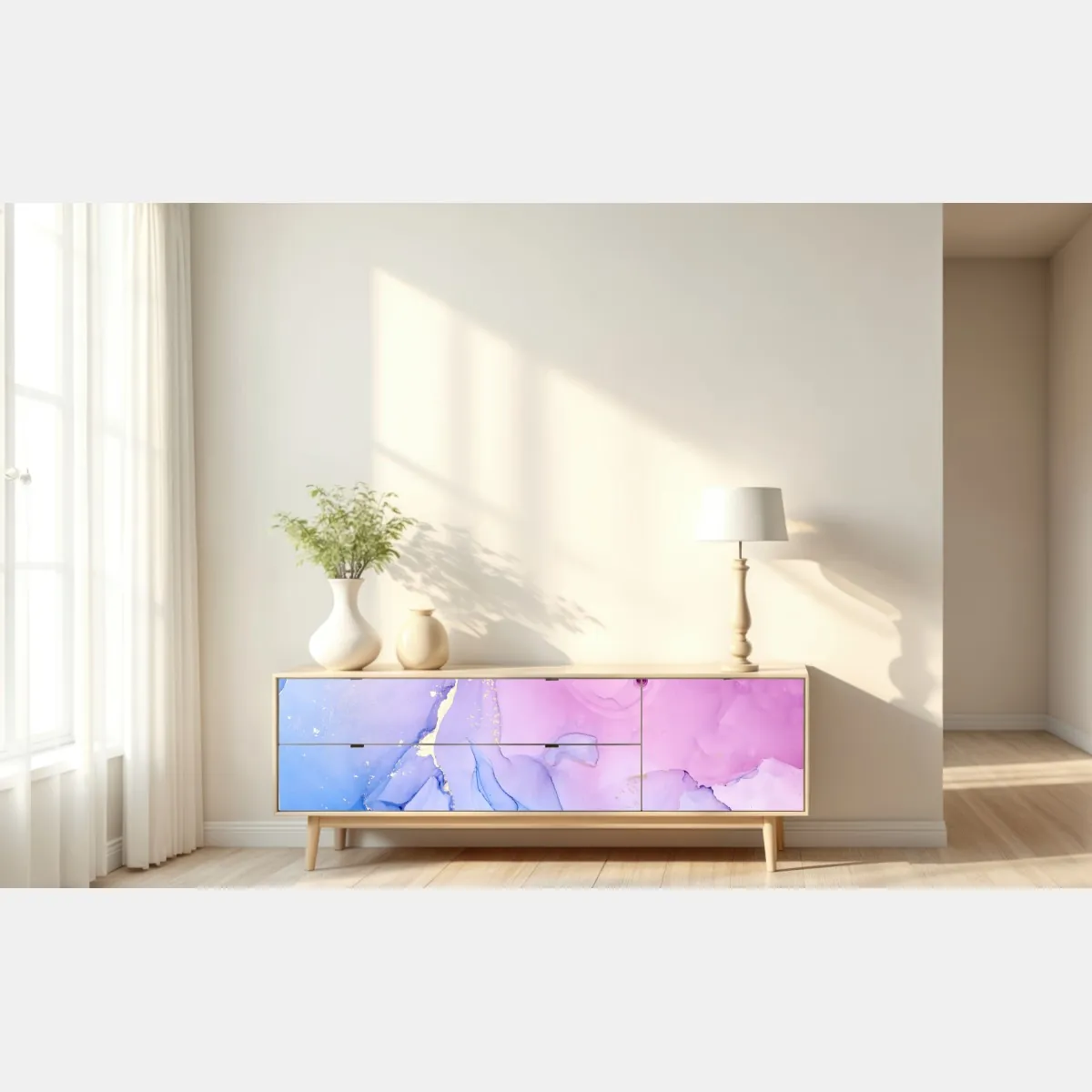 Naklejka repozycjonowalna różowo-niebieski marmur abstrakcyjny – Wallissimo® Naklejka repozycjonowalna różowo-niebieski marmur abstrakcyjny – Wallissimo®