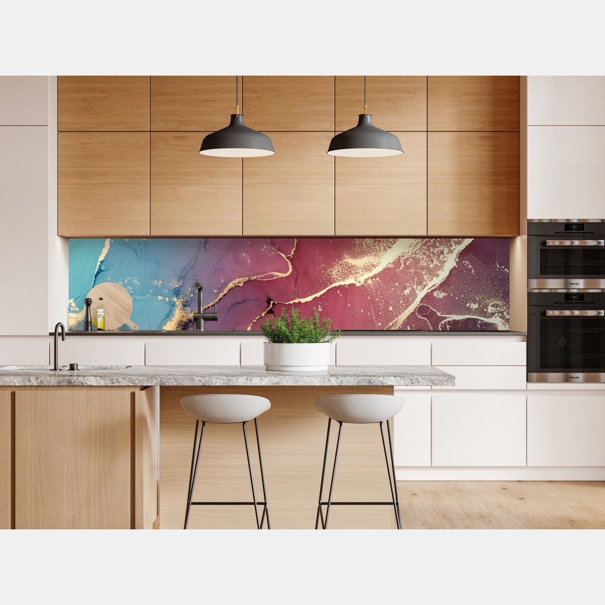 Naklejka repozycjonowalna abstrakcyjne marmurowe tło w odcieniach turkusu i fioletu ze złotem – Wallissimo® Naklejka repozycjonowalna abstrakcyjne marmurowe tło w odcieniach turkusu i fioletu ze złotem – Wallissimo®