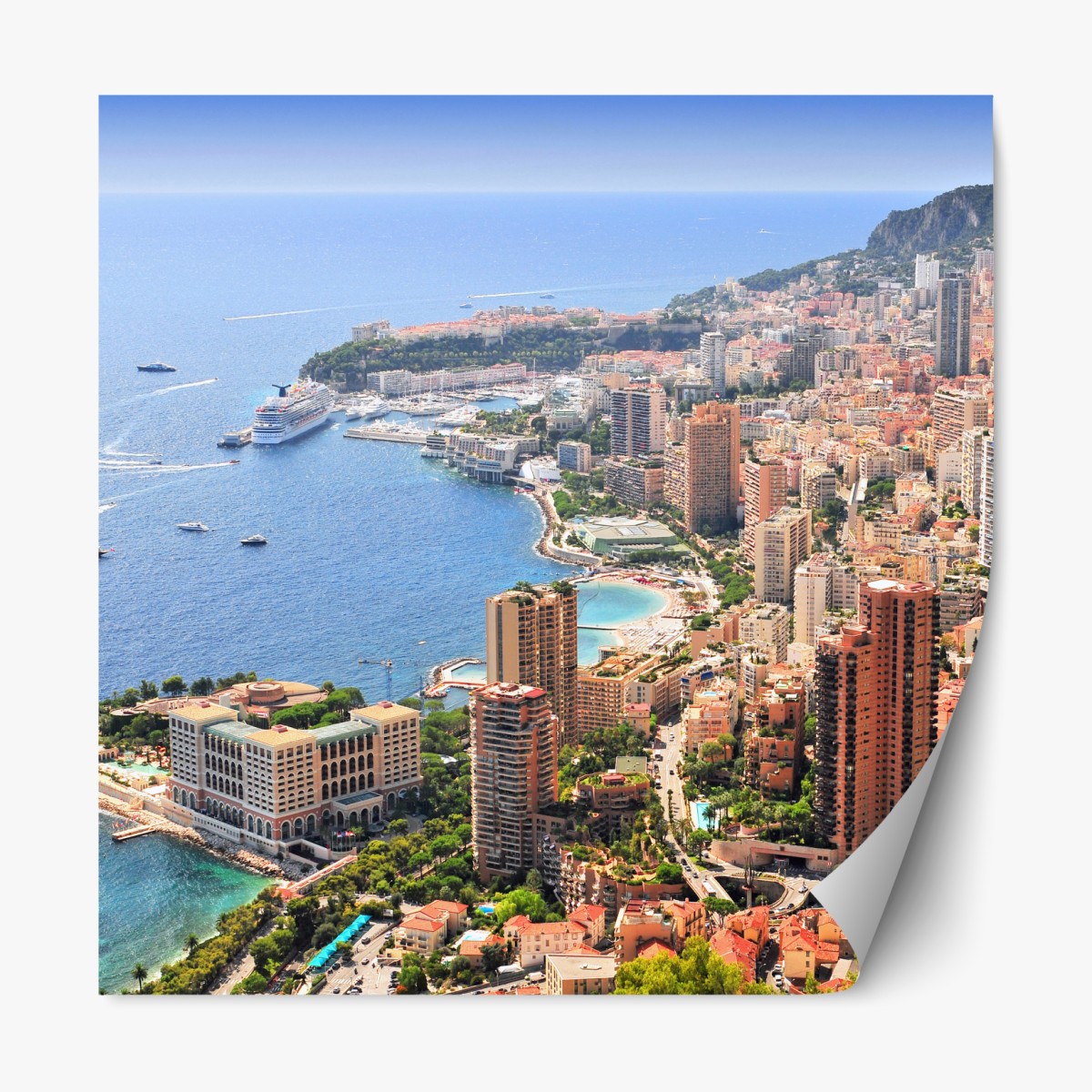 Repositionable sticker sunlit mediterranean city skyline