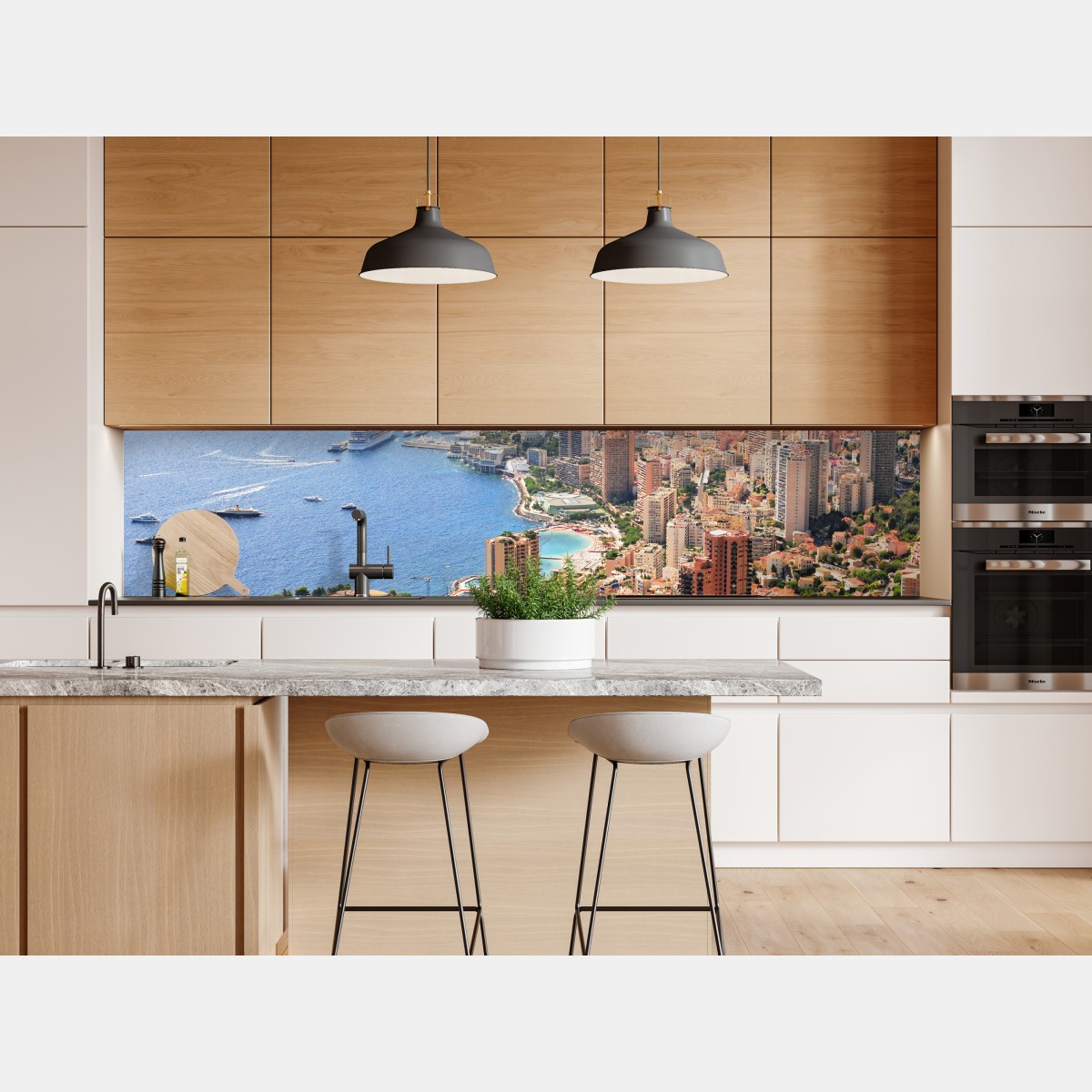 Naklejka repozycjonowalna słoneczna panorama nadmorskiego miasta – Wallissimo® Naklejka repozycjonowalna słoneczna panorama nadmorskiego miasta – Wallissimo®