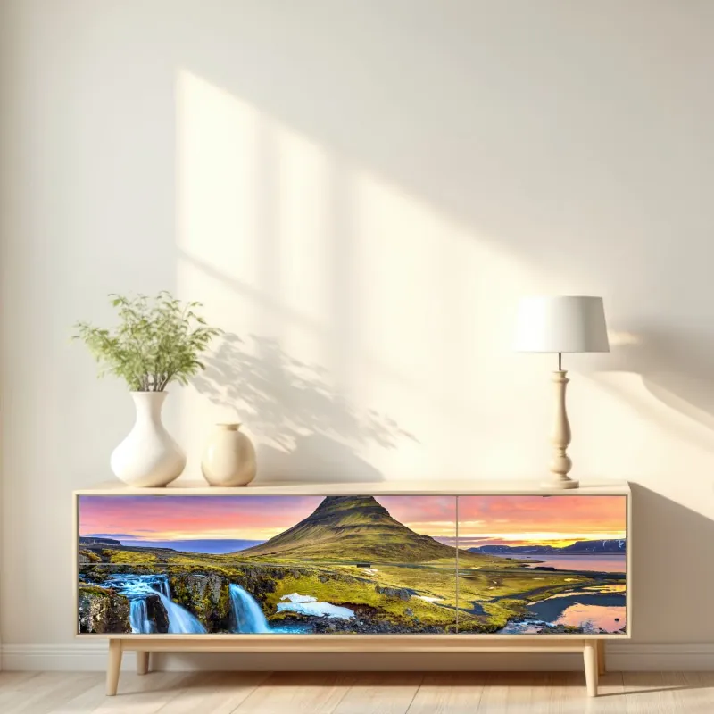 Naklejka repozycjonowalna złoty kwiatowy ornament na granatowym tle – Wallissimo®