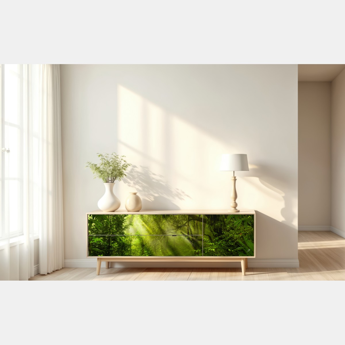 Naklejka repozycjonowalna słoneczna leśna ścieżka – Wallissimo® Naklejka repozycjonowalna słoneczna leśna ścieżka – Wallissimo®