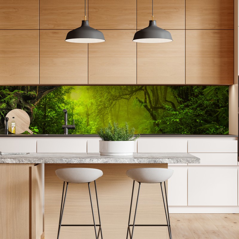 Naklejka repozycjonowalna mistyczna zielona ścieżka w lesie – Wallissimo® Naklejka repozycjonowalna mistyczna zielona ścieżka w lesie – Wallissimo®