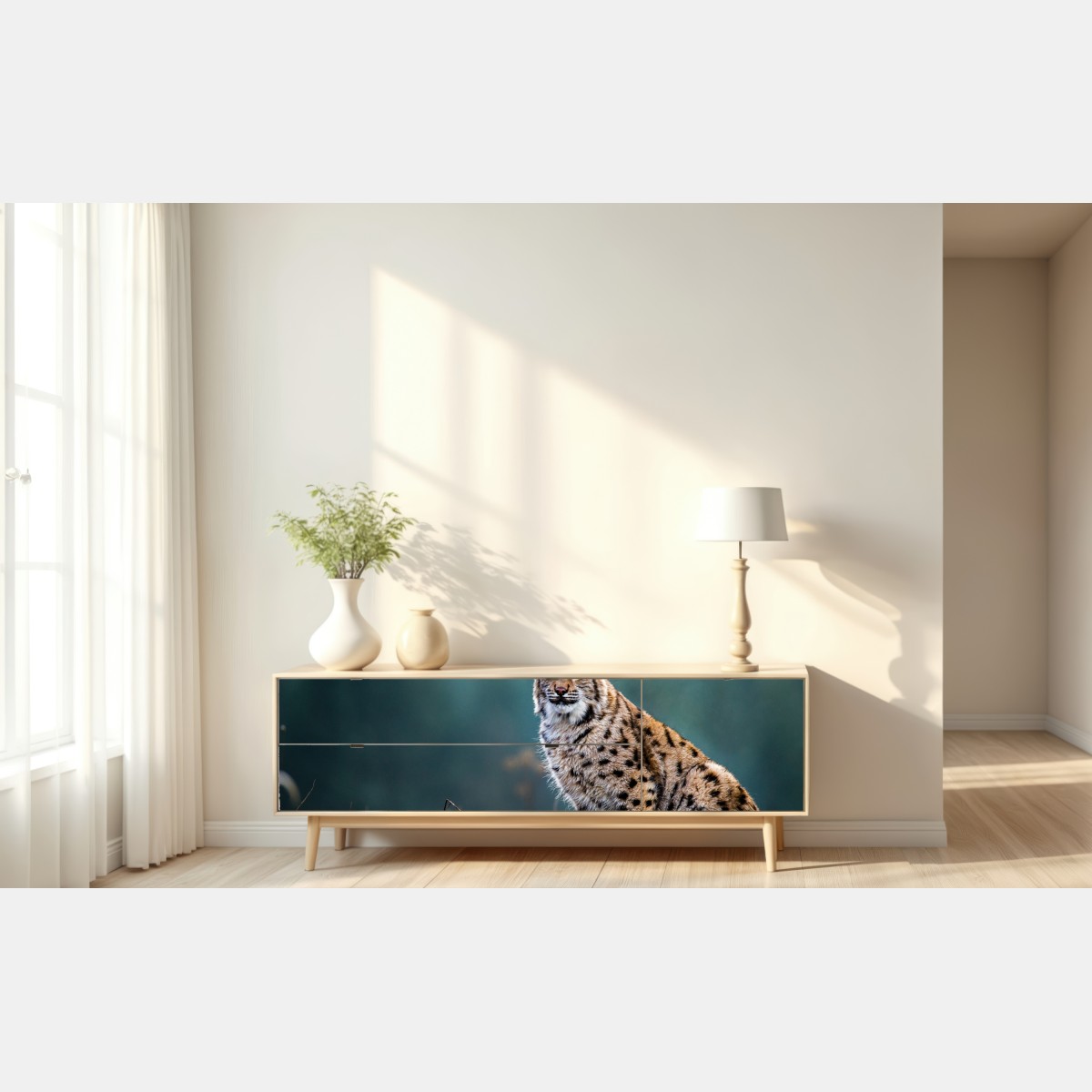 Naklejka repozycjonowalna majestatyczny ryś w naturalnym środowisku – Wallissimo® Naklejka repozycjonowalna majestatyczny ryś w naturalnym środowisku – Wallissimo®