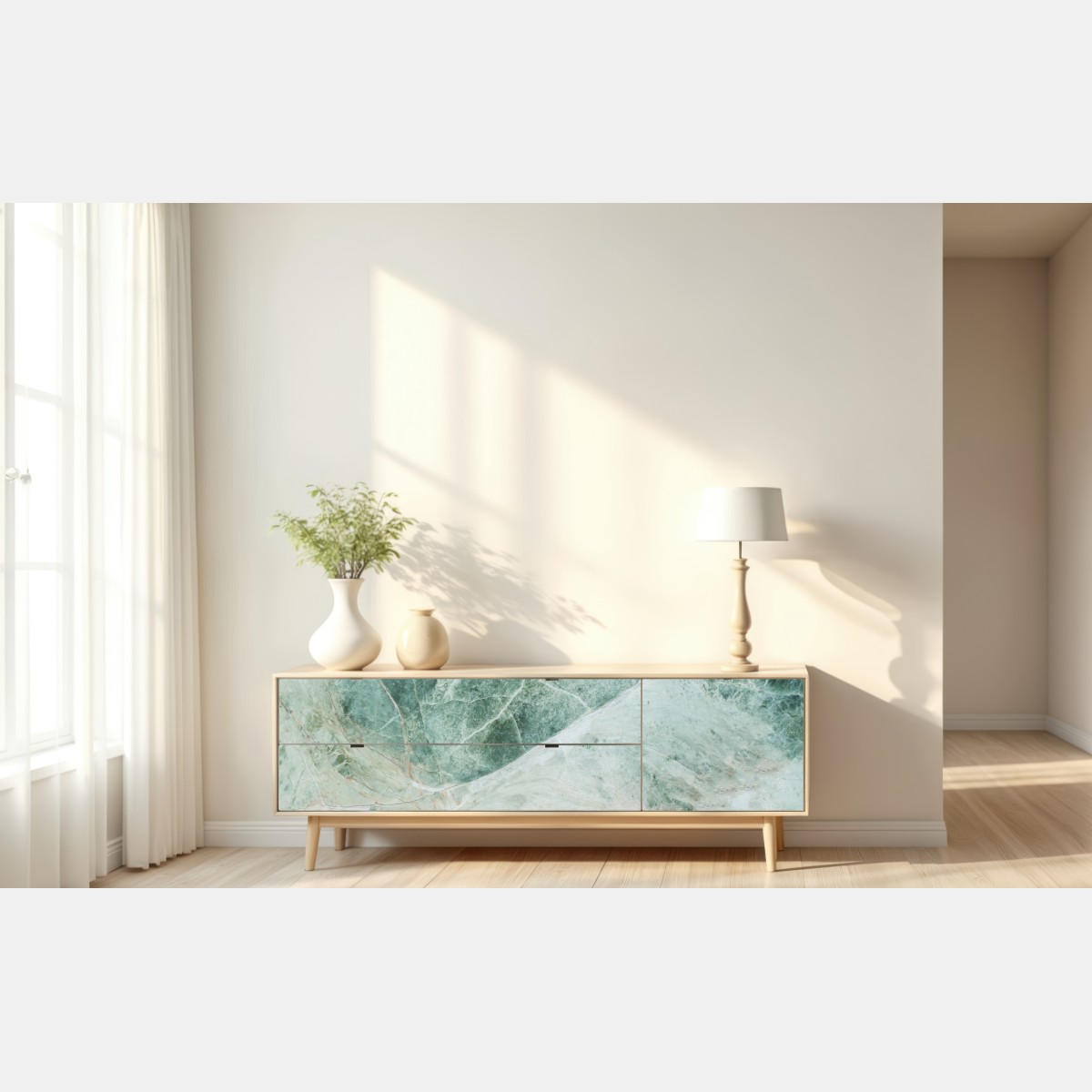 Naklejka repozycjonowalna zielona marmurowa faktura abstrakcyjna – Wallissimo® Naklejka repozycjonowalna zielona marmurowa faktura abstrakcyjna – Wallissimo®