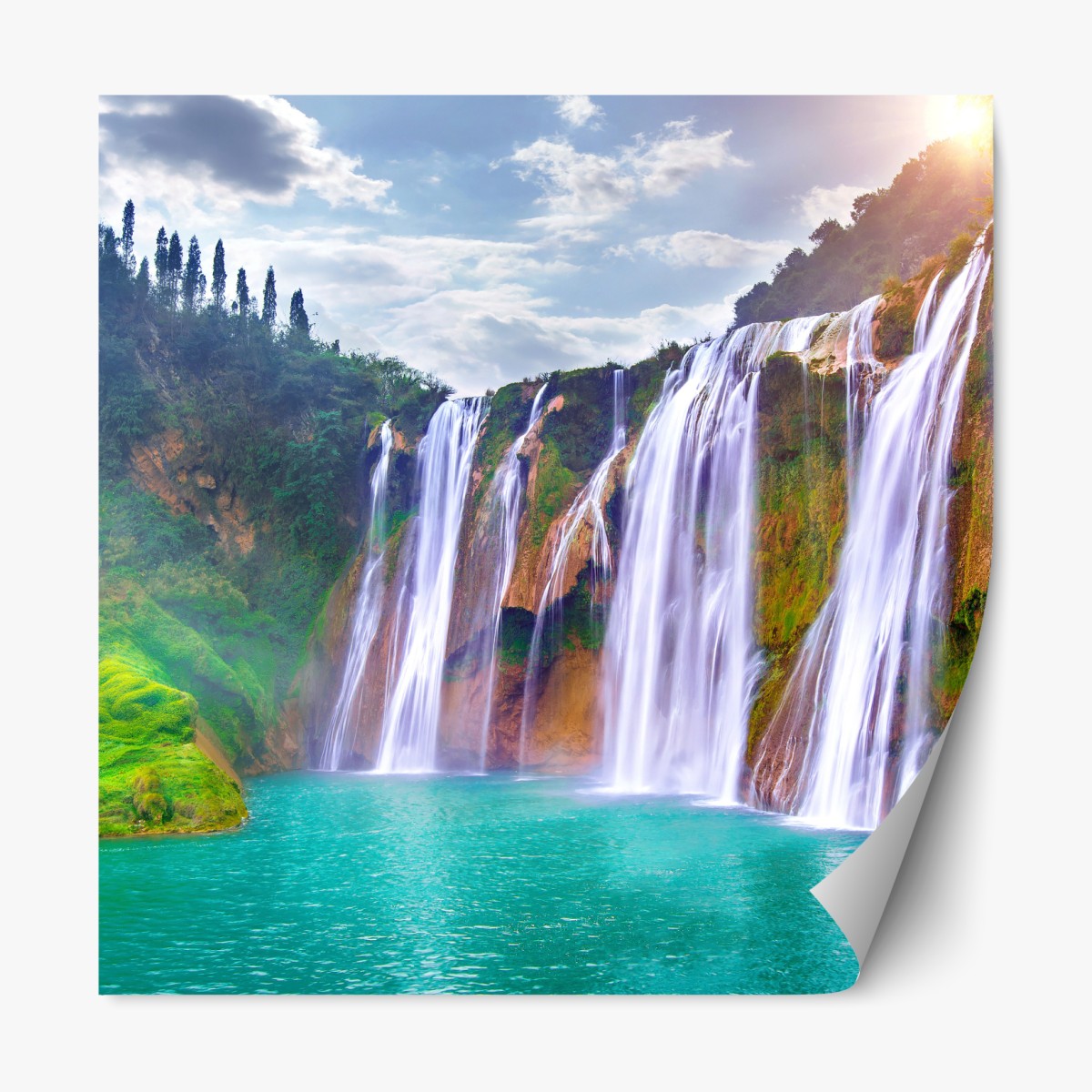 Repositionable sticker Jiulong waterfall turquoise cascade in Luoping, China