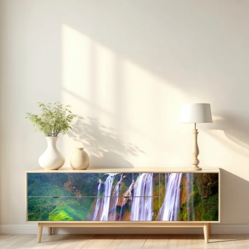 Naklejka repozycjonowalna złoty wzór damaskowy na granatowym tle – Wallissimo®