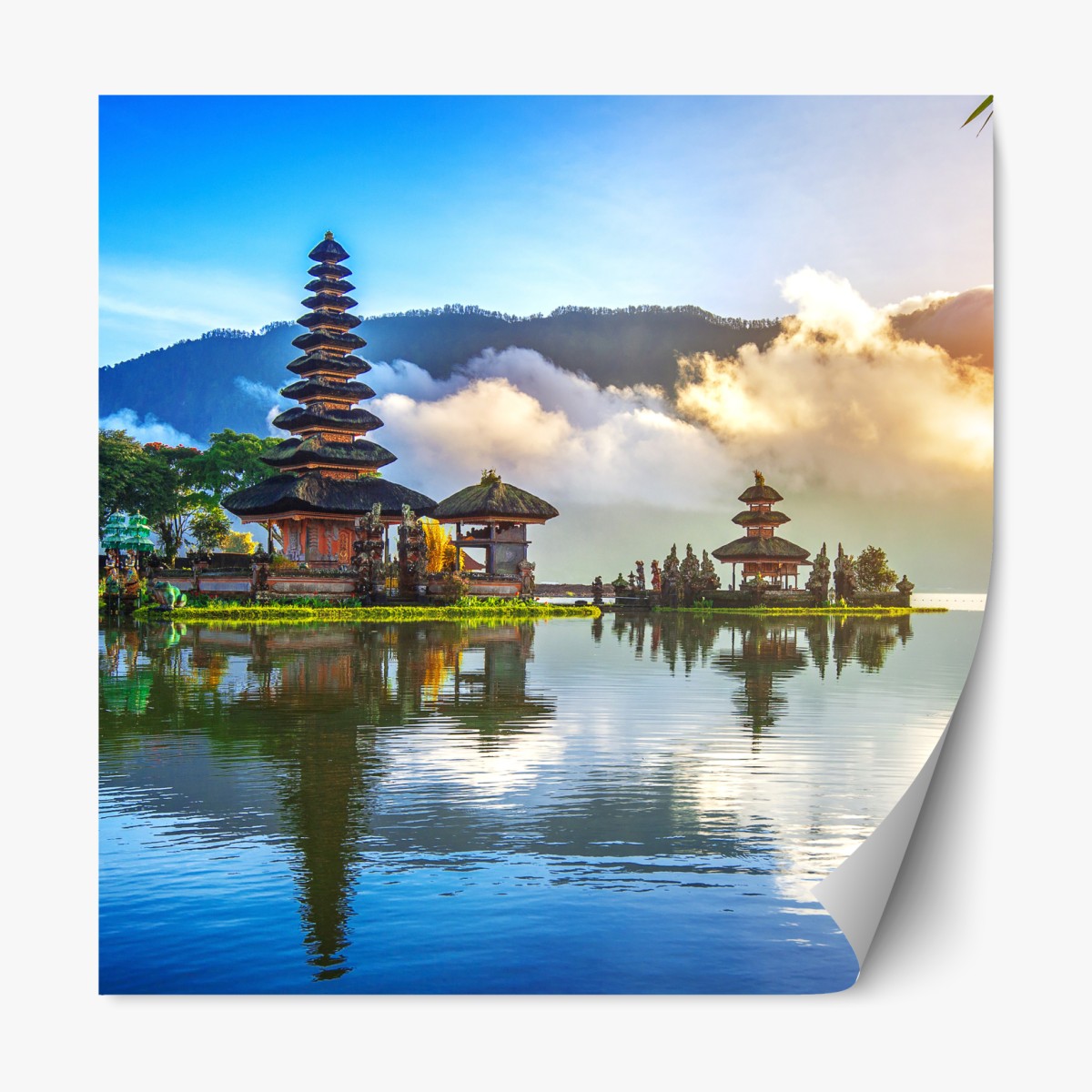 Repositionable sticker Pura Ulun Danu Bratan at sunrise