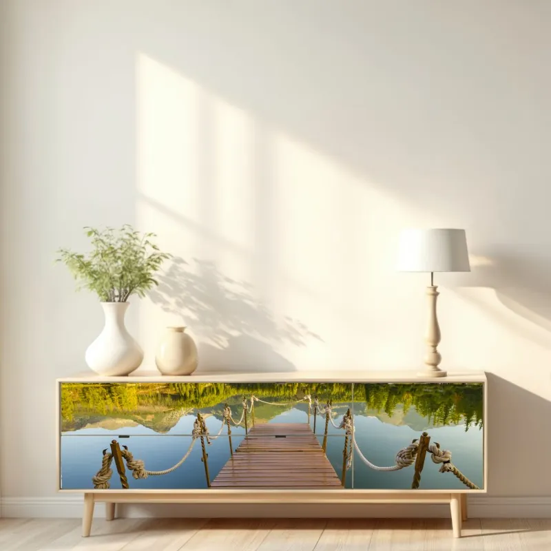 Naklejka repozycjonowalna żurawie i kwiaty persymony – Wallissimo®