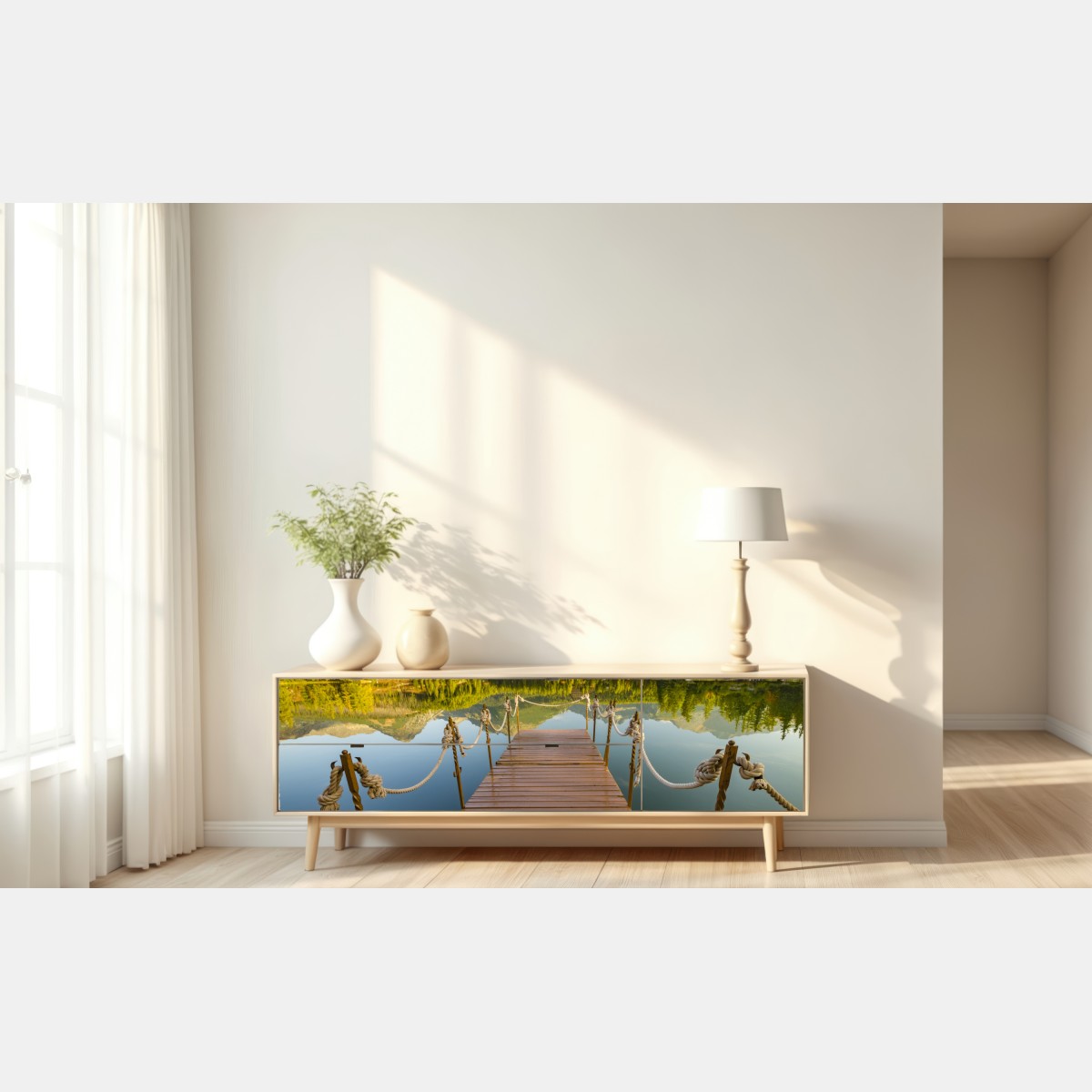 Naklejka repozycjonowalna pomost nad jeziorem Strbske Pleso – Wallissimo® Naklejka repozycjonowalna pomost nad jeziorem Strbske Pleso – Wallissimo®