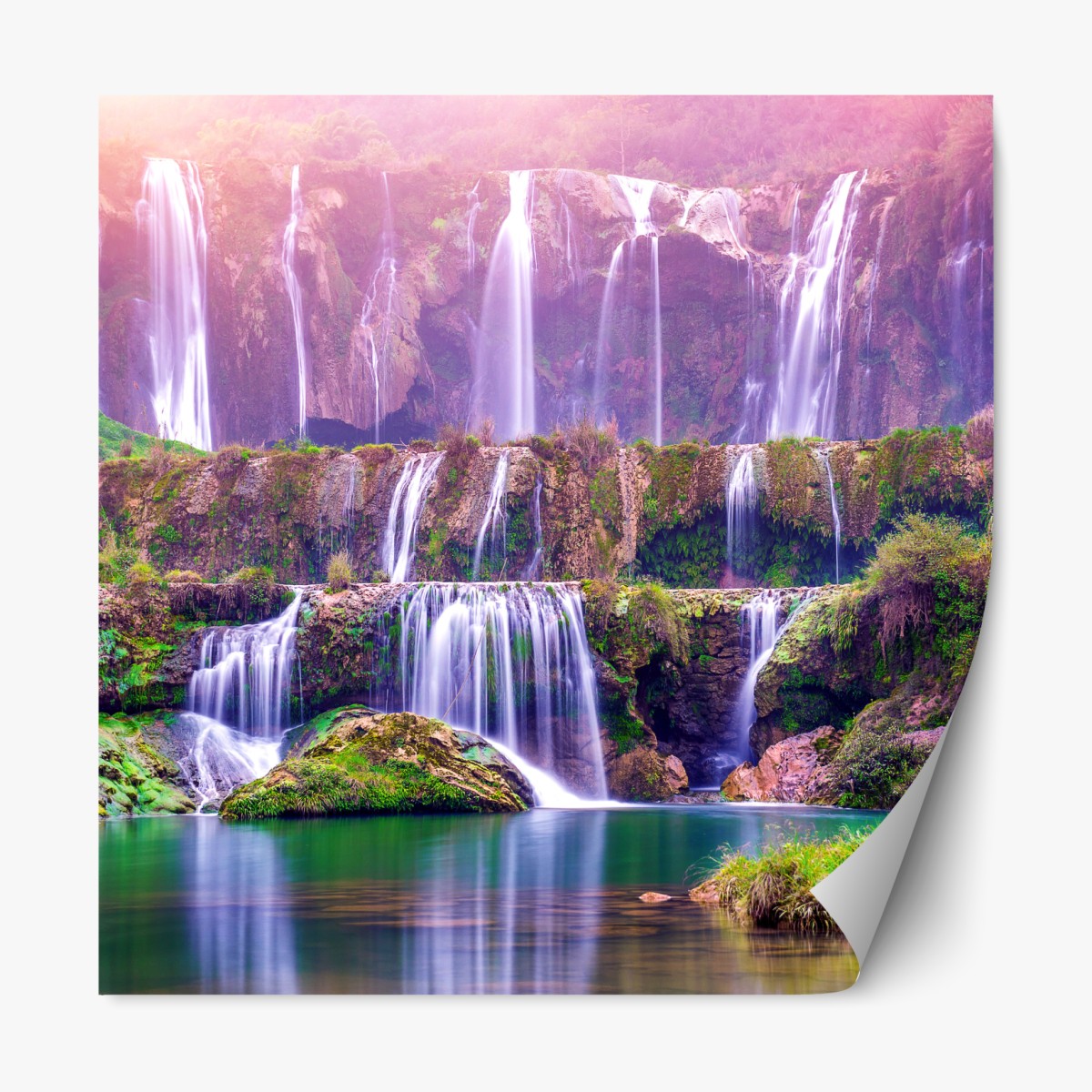 Repositionable sticker serene cascade at Jiulong waterfall, Luoping
