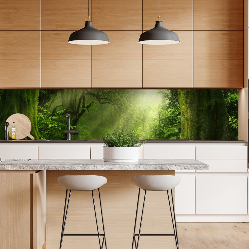 Naklejka repozycjonowalna słoneczna leśna ścieżka pokryta mchem – Wallissimo® Naklejka repozycjonowalna słoneczna leśna ścieżka pokryta mchem – Wallissimo®