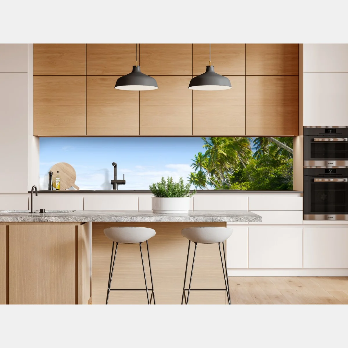 Naklejka repozycjonowalna tropikalna plaża z palmami – Wallissimo® Naklejka repozycjonowalna tropikalna plaża z palmami – Wallissimo®