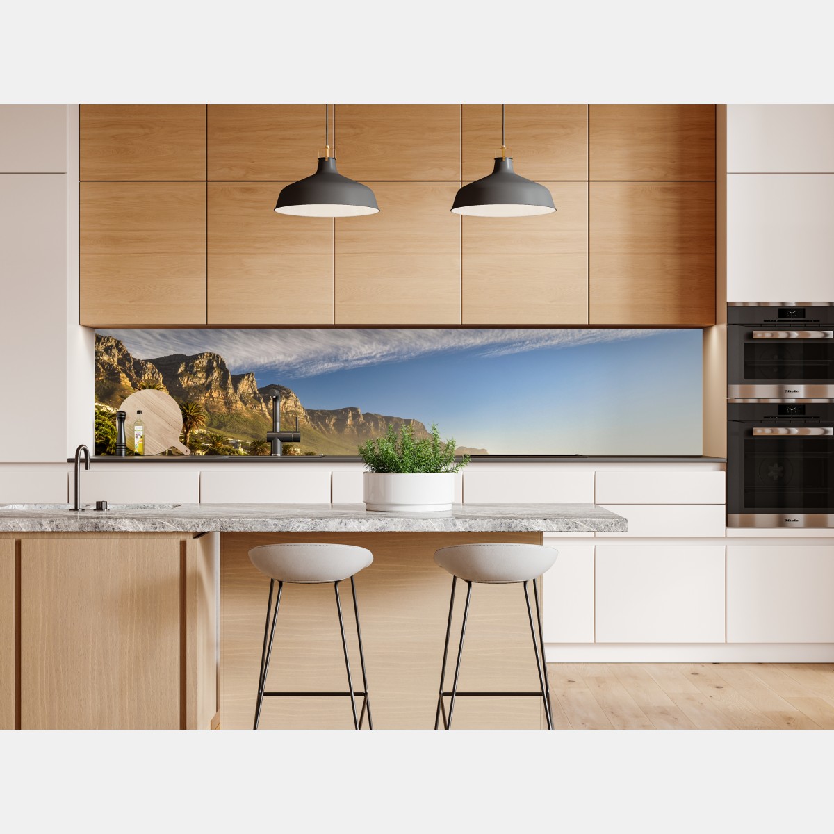 Naklejka repozycjonowalna słoneczna plaża z górskim tłem – Wallissimo® Naklejka repozycjonowalna słoneczna plaża z górskim tłem – Wallissimo®