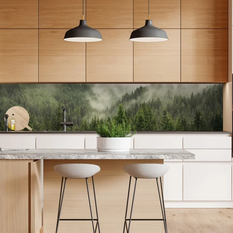 Naklejka repozycjonowalna mglisty las iglasty – Wallissimo® Naklejka repozycjonowalna mglisty las iglasty – Wallissimo®